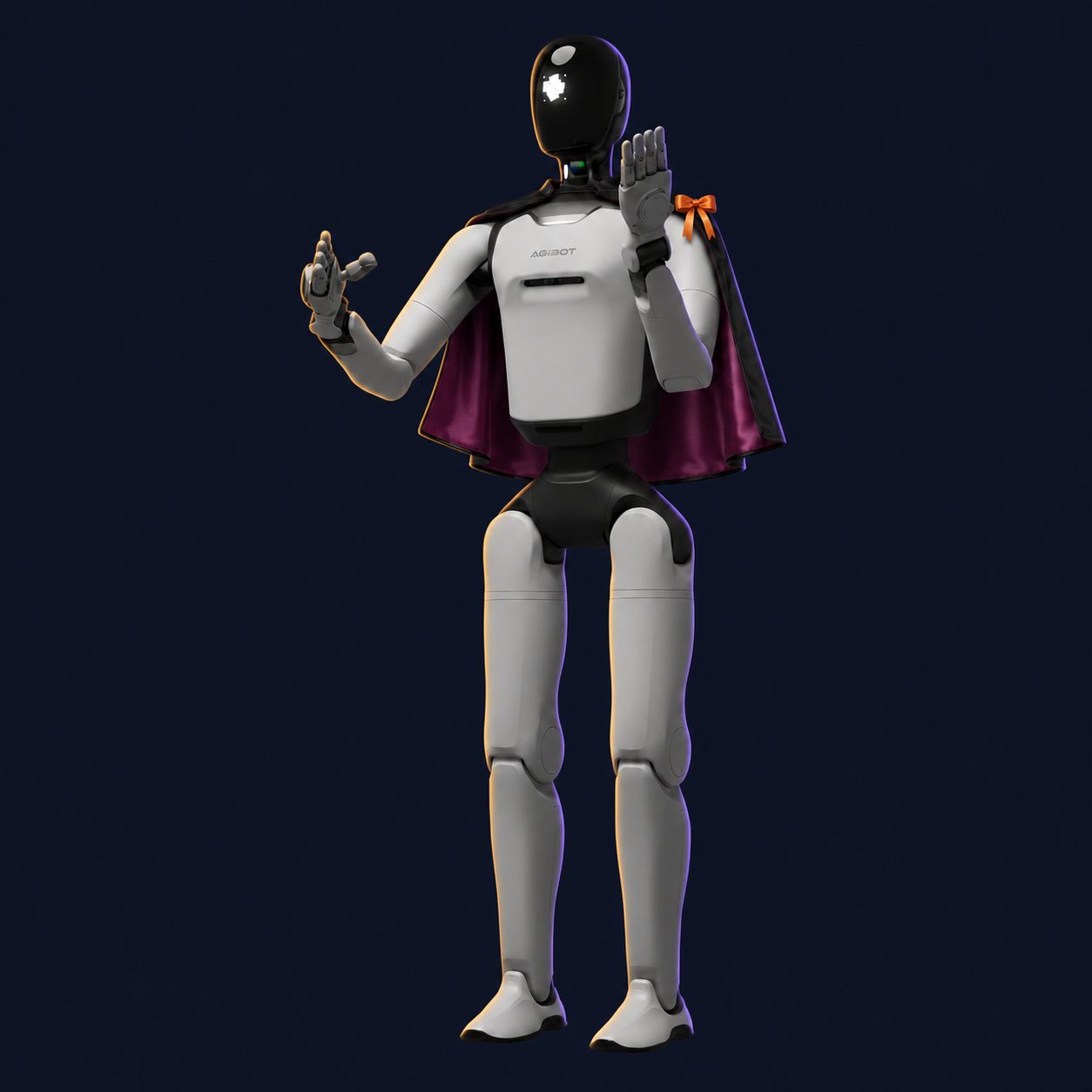 AGIBOT A3 Ultra Full-Size Humanoid Robot with decorative Halloween styling. Costume not included.